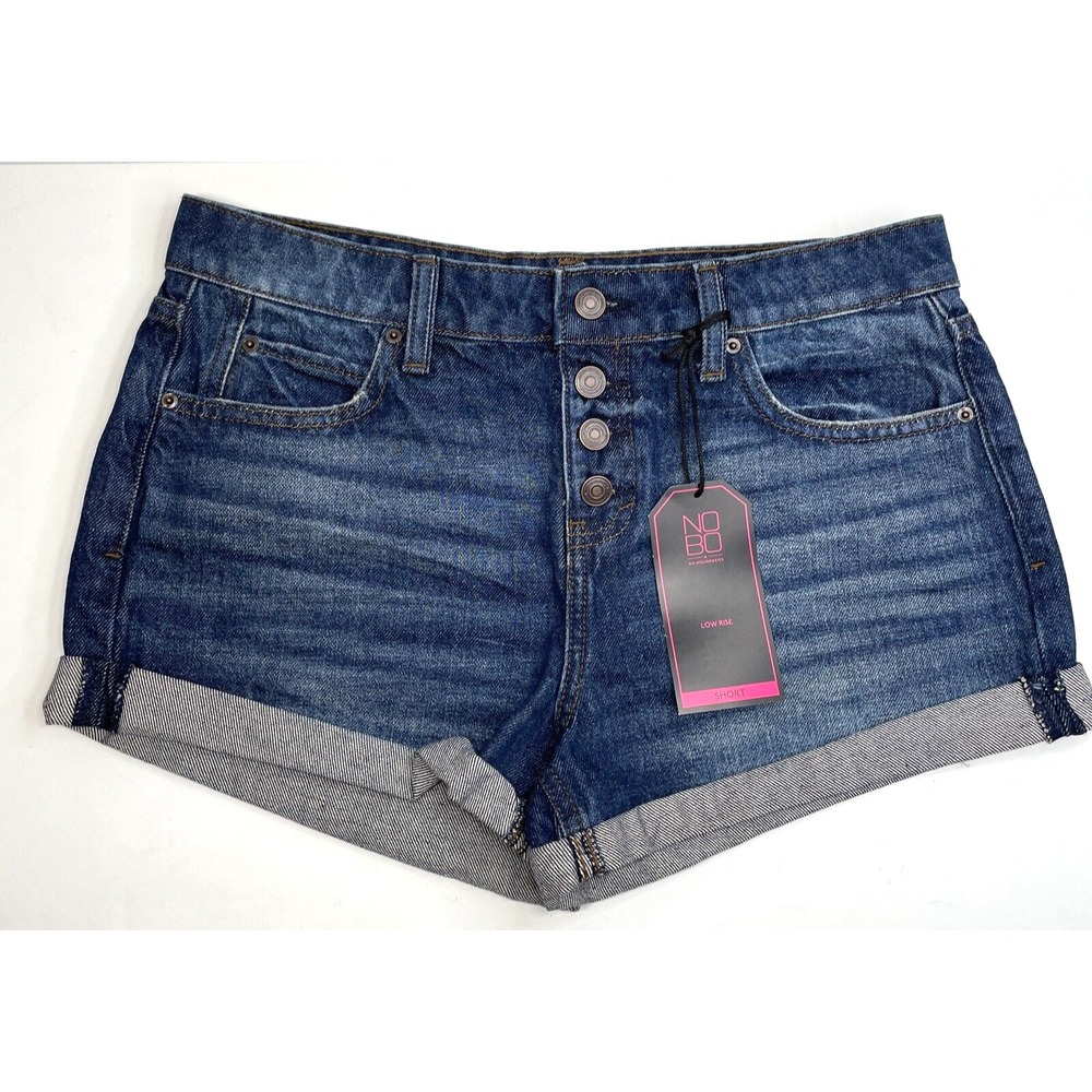 No‎ Boundaries Junior's Low Rise Shorts Cuffed Denim Button Fly 2.5" Sz 7
